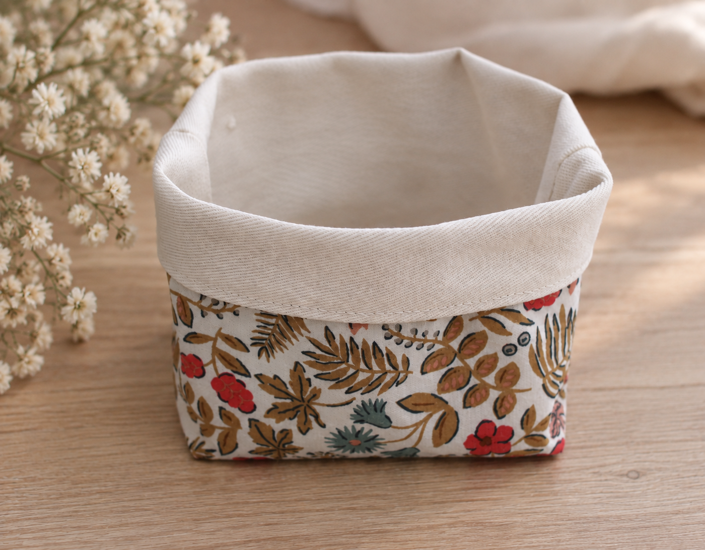 10 lingettes avec panier, lingettes lavables, pochon et lingettes, lingettes fleurs, lingettes bambou – Image 3